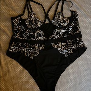 SHEIN lace top teddy